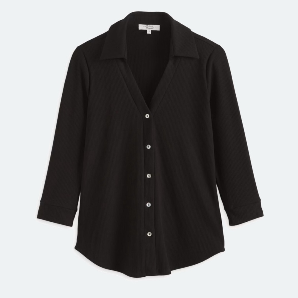 Beacon Black Button-Down Women's Lightweight Cardigan